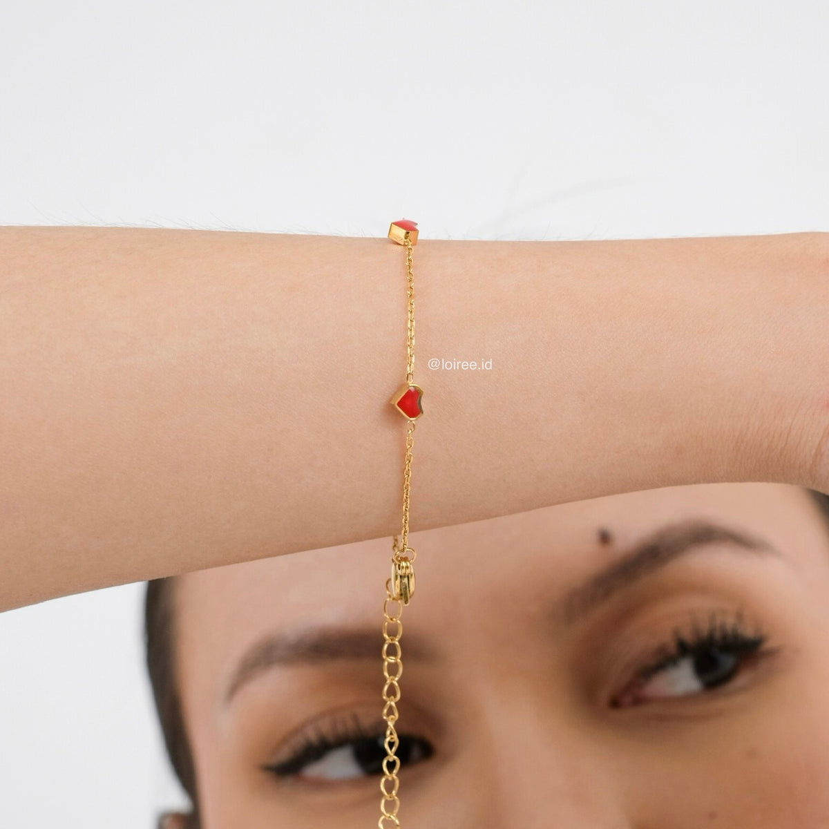 RORY Red Heart Bracelet - Gold Plated