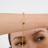 RORY Red Heart Bracelet - Gold Plated