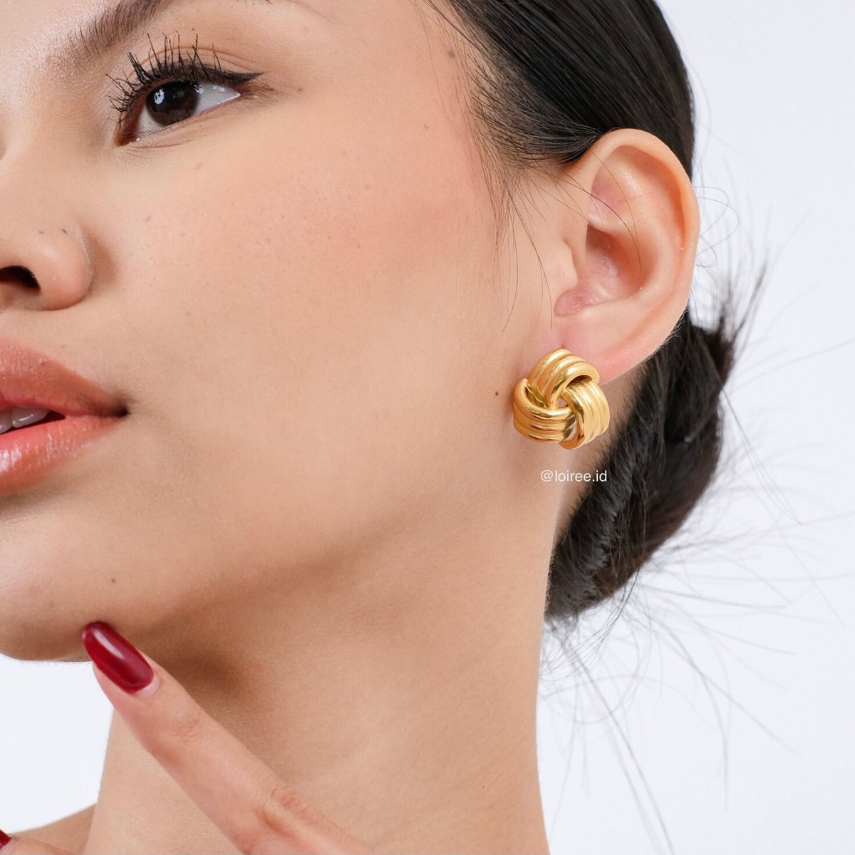 RIGGINS Geometric Stud Earrings - Gold Plated