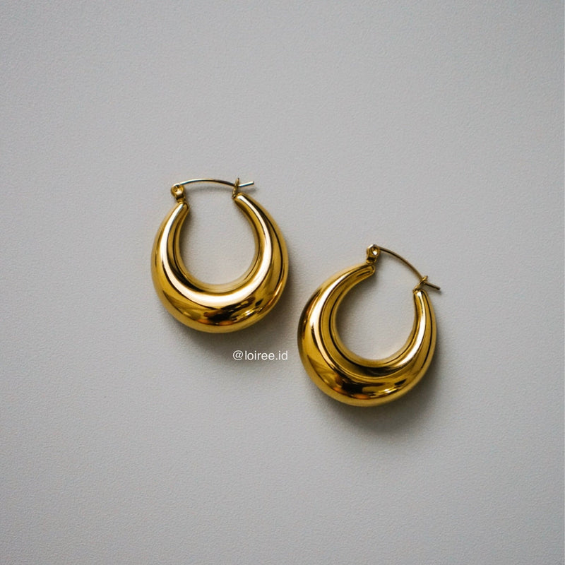 MARU | Everyday - Gold Plated Chunky Hoop Earrings - Anting Wanita
