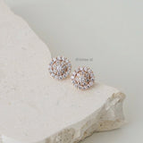 LAUREN Zirconia Round Halo Daily Earrings