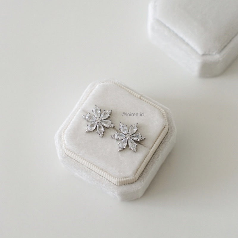 FLORA  Zirconia Flower Stud Bridal Earings - Wedding