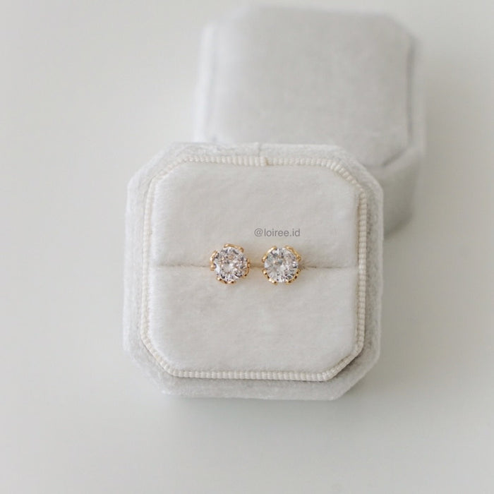 PORTIA Zirconia Solitaire Earrings - Gold Plated