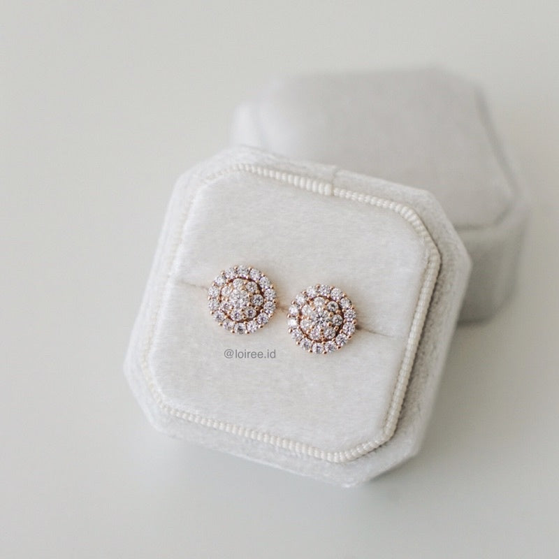 LAUREN Zirconia Round Halo Daily Earrings