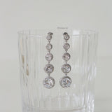 CAMERON | Wedding Collection - Zirconia Round Dangle Bridal Stud Earrings - Anting Wanita