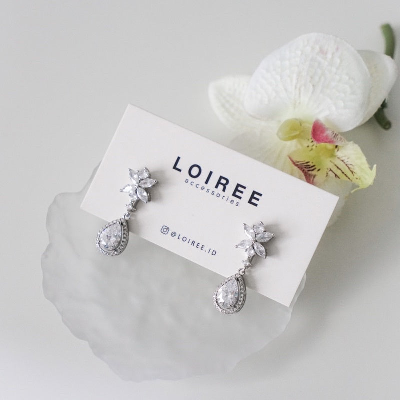 ESTELLE Zirconia Dangle Stud Bridal Earrings - Wedding