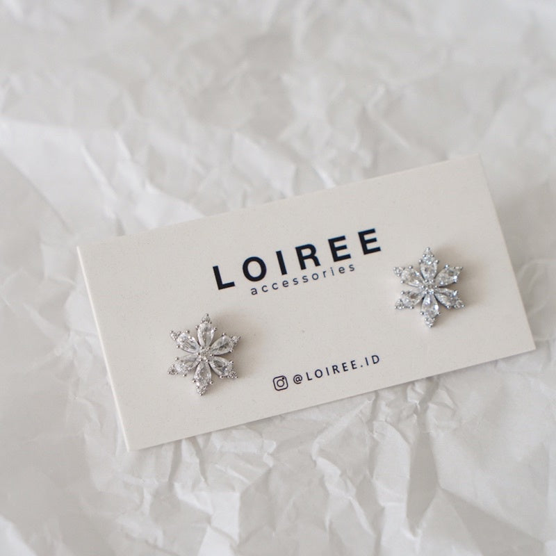 FLORA | Wedding Collection - Zirconia Flower Stud Bridal Earings - Anting Wanita
