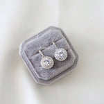 LULA | Wedding Collection - Zirconia Round Halo Drop Stud Earrings - Anting Tusuk Bridal Wanita
