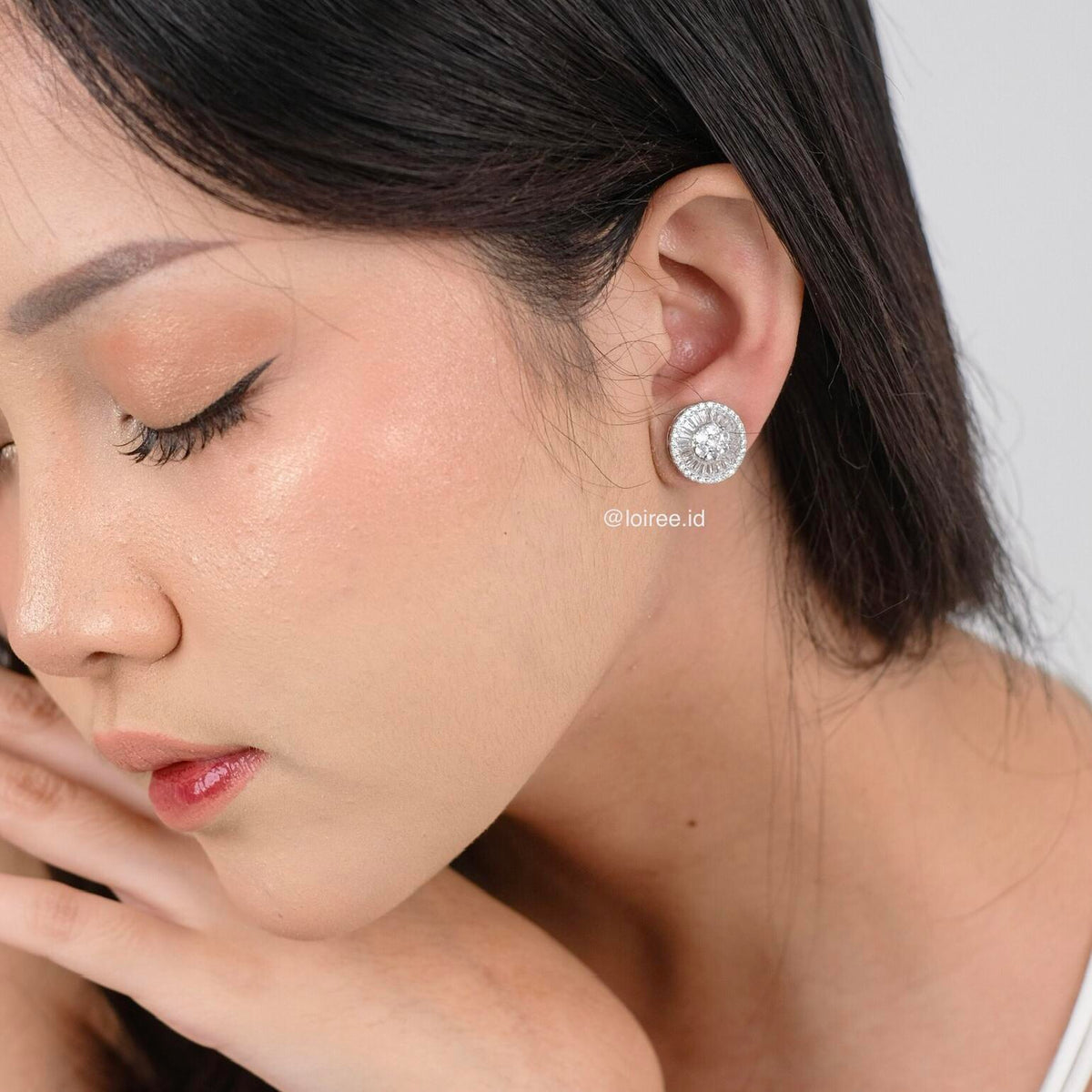 SOHO Zirconia Round Stud Bridal Earrings - Wedding