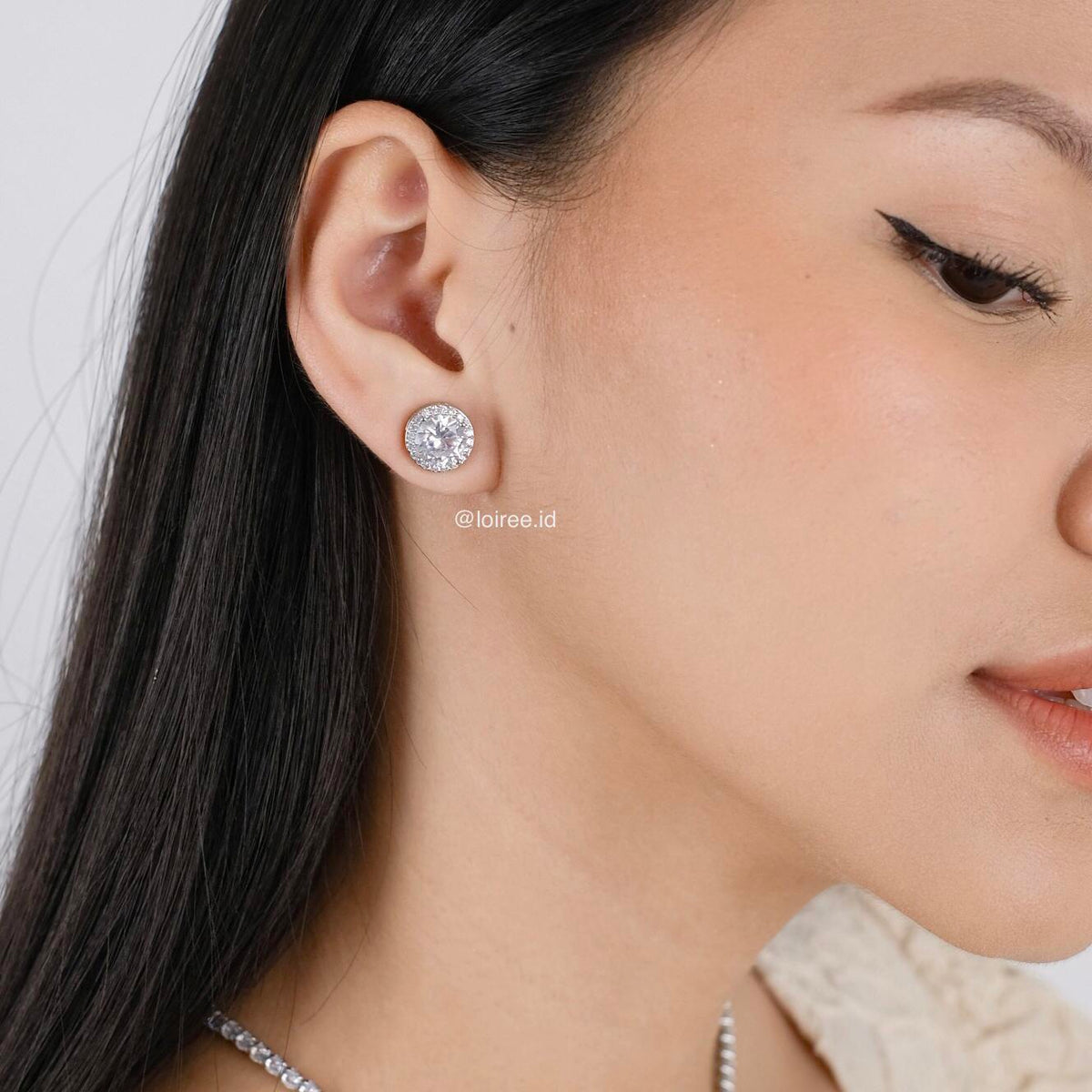 DIANA Zirconia Round Stud Earrings - Wedding