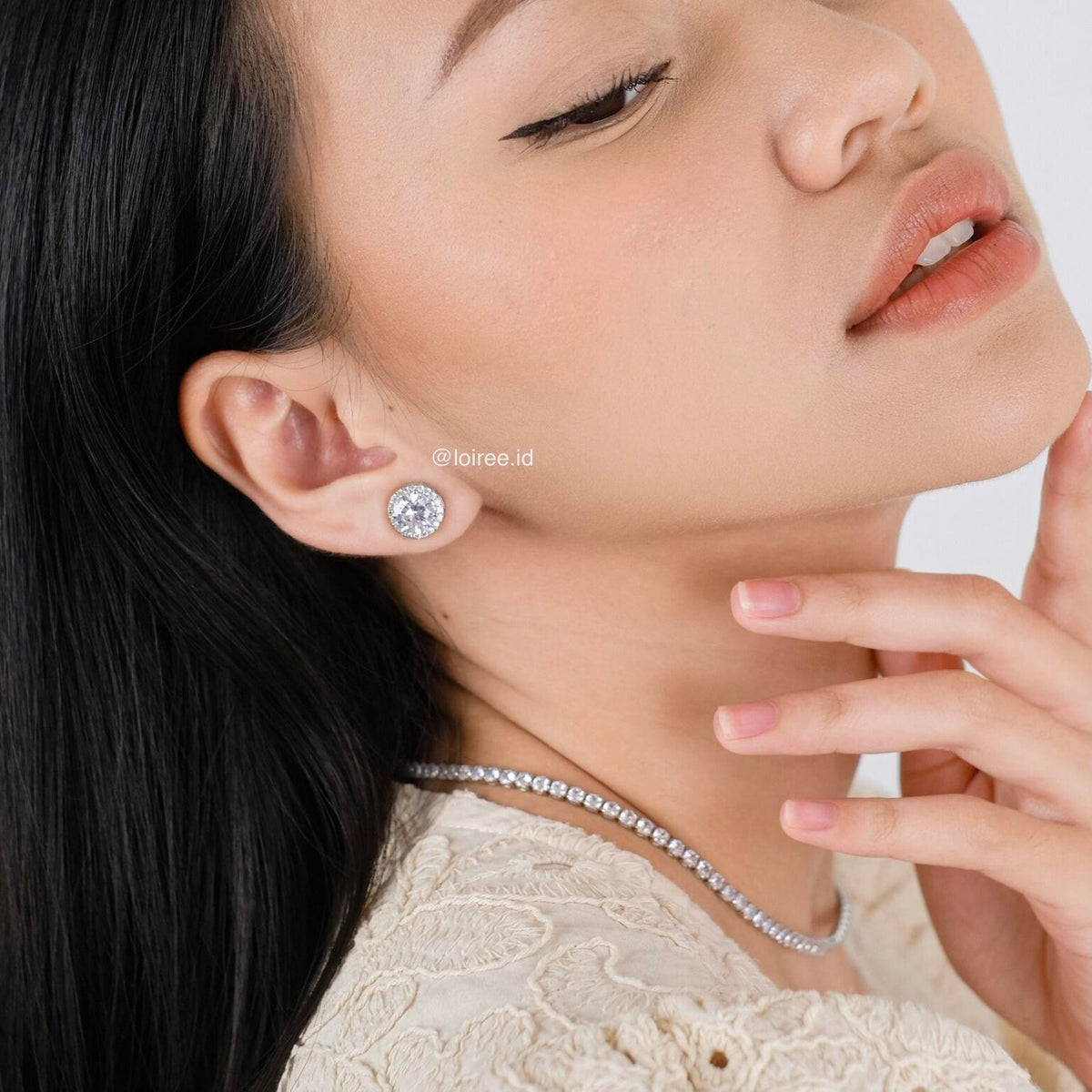 DIANA Zirconia Round Stud Earrings - Wedding