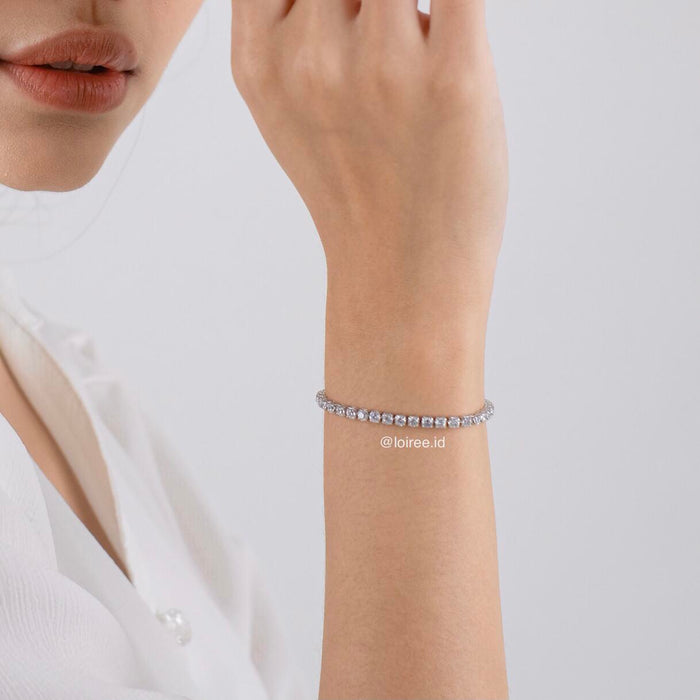 EVELYN Tennis Bracelet - Gold Plated Zirconia Tennis 3mm Bracelet - Gelang Wanita