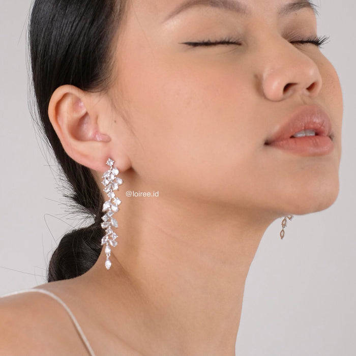 JAMIE Zirconia Long Dangle Earrings - Wedding