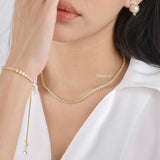ANGELINE Zirconia Tennis 3mm Necklace - Gold Plated