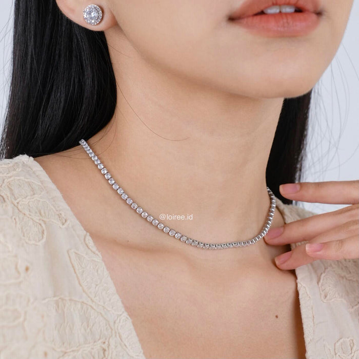 ANGELINE Zirconia Tennis 3mm Necklace - Gold Plated