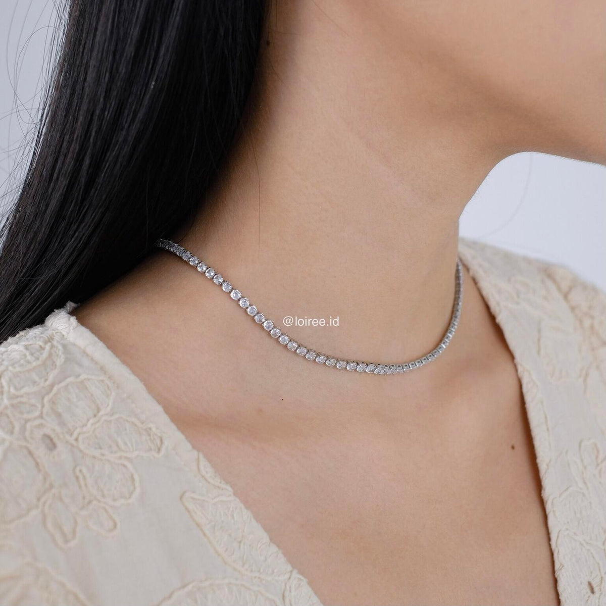 ANGELINE Zirconia Tennis 3mm Necklace - Gold Plated