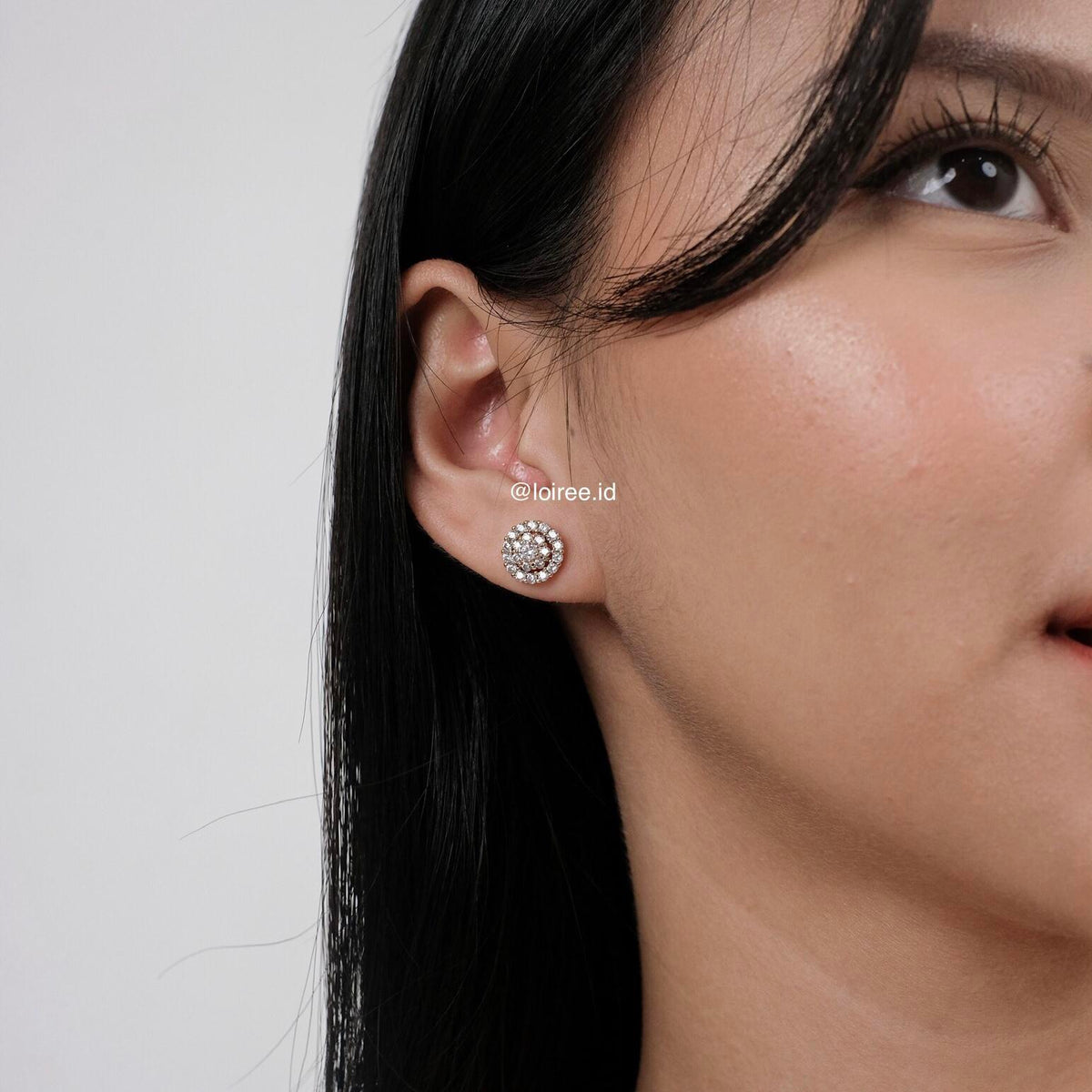 LAUREN Zirconia Round Halo Daily Earrings