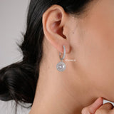 JOLENE | Wedding Collection - Zirconia Round Halo Dangle Stud Bridal Earrings - Anting Wanita