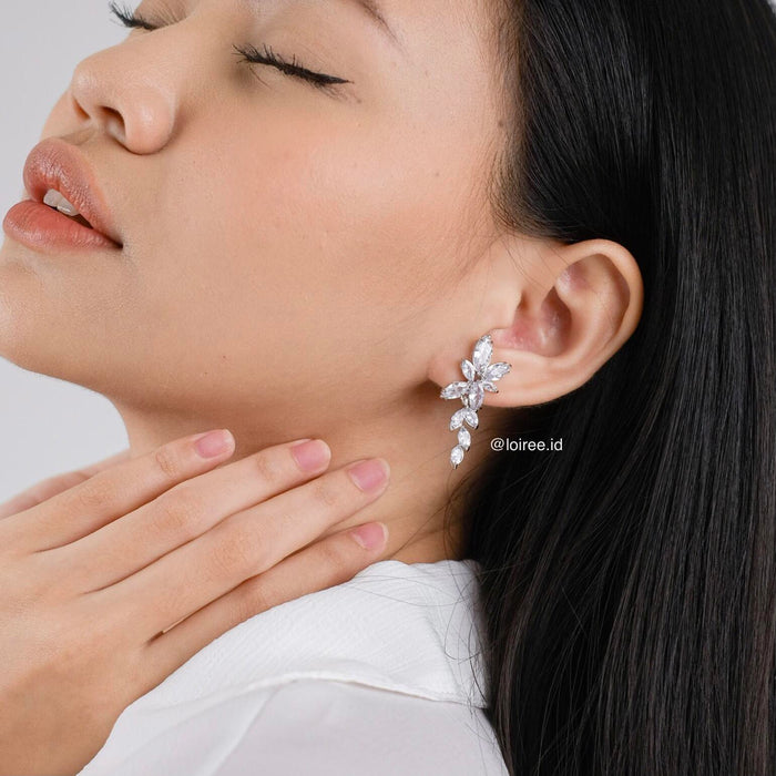RONNA Zirconia Flower Earrings - Wedding
