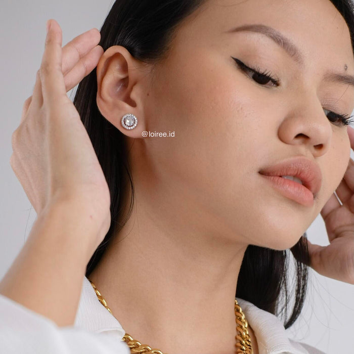 ALANA Zirconia Round Cut Halo Earrings - Wedding