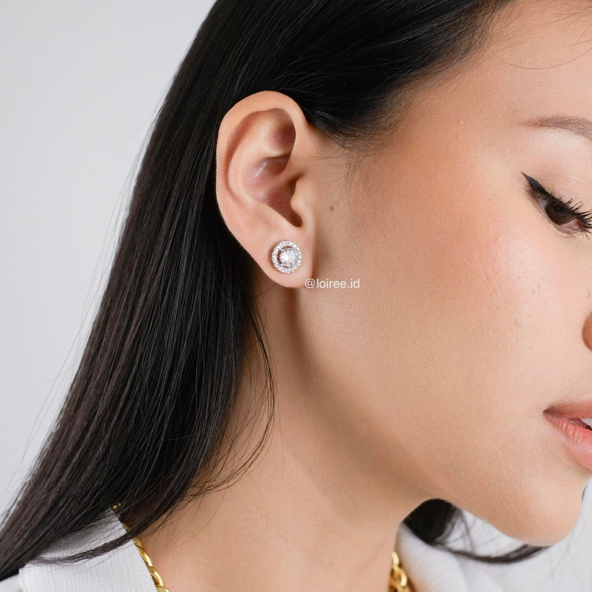ALANA Zirconia Round Cut Halo Earrings - Wedding