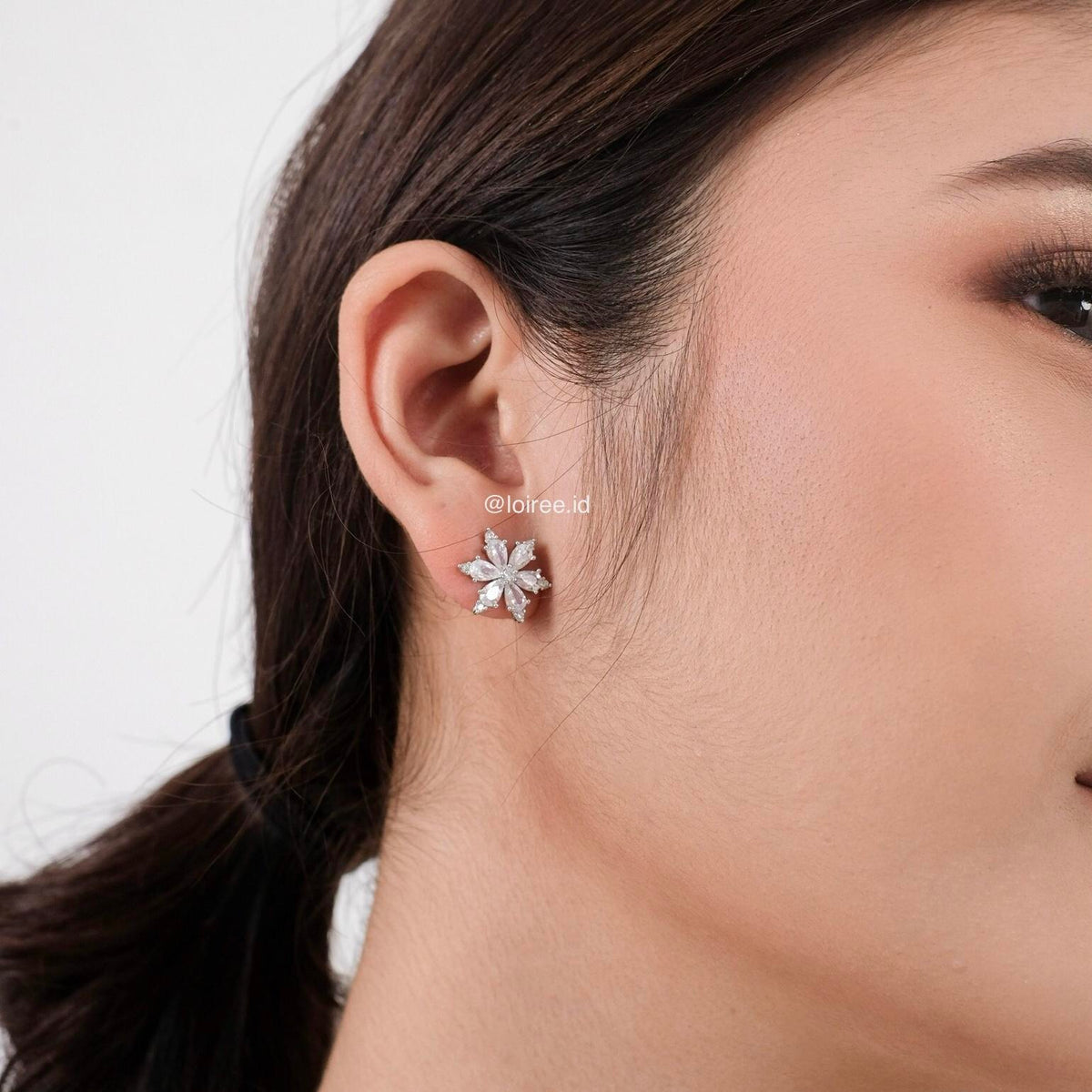 FLORA  Zirconia Flower Stud Bridal Earings - Wedding