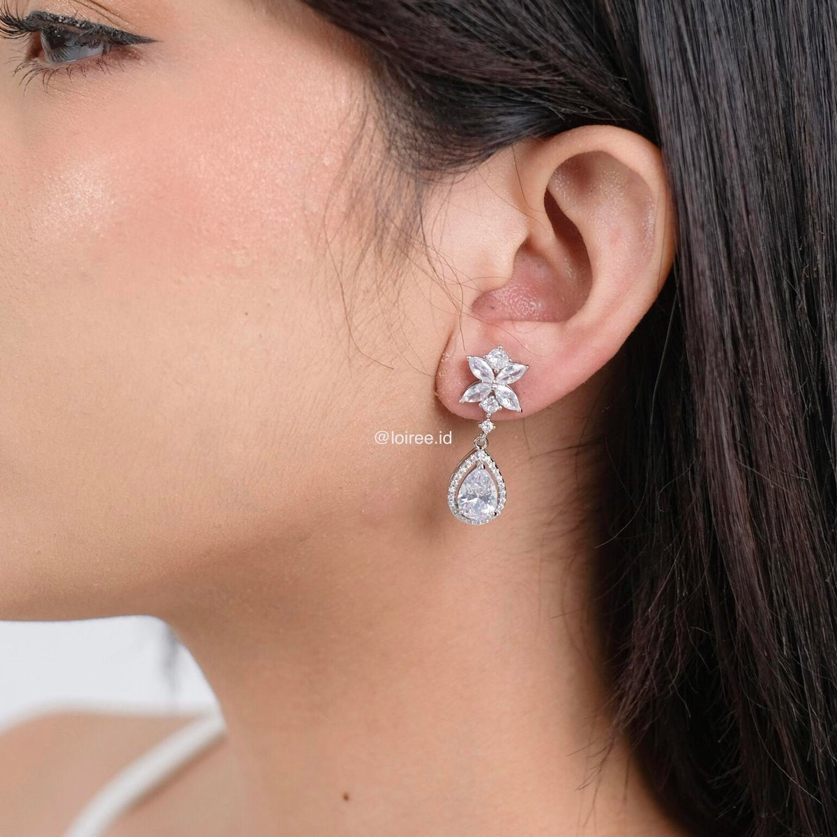 ESTELLE Zirconia Dangle Stud Bridal Earrings - Wedding