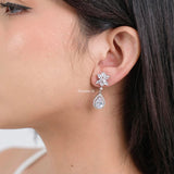 ESTELLE Zirconia Dangle Stud Bridal Earrings - Wedding