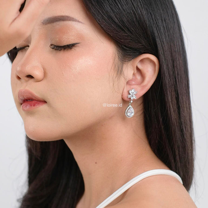 ESTELLE Zirconia Dangle Stud Bridal Earrings - Wedding