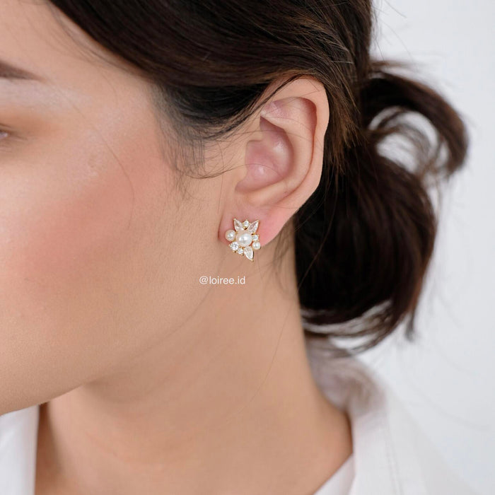 TAMARA Zirconia Pearl Stud Earrings - Wedding