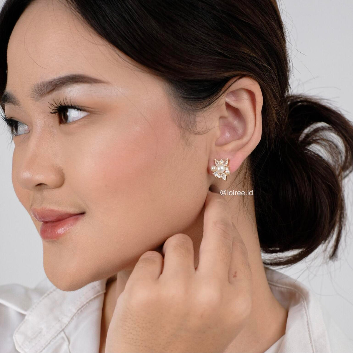 TAMARA Zirconia Pearl Stud Earrings - Wedding