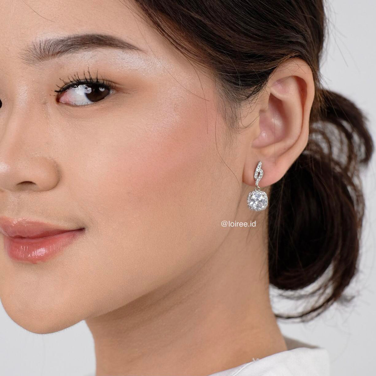 LYSTIA Zirconia Cushion Dangle Stud Bridal Earrings - Wedding