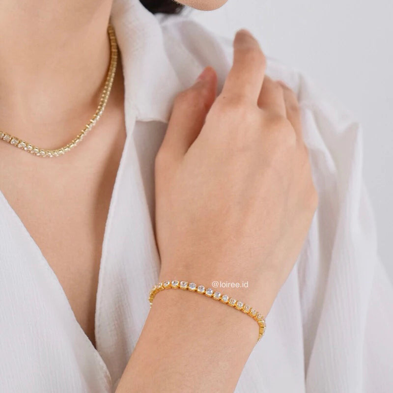 KATHRYN Zirconia Adjustable Listring Bracelet - Gold Plated