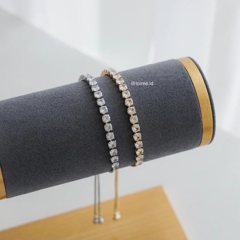 KATHRYN Zirconia Adjustable Listring Bracelet - Gold Plated