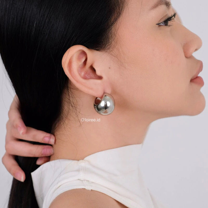 YUME Round Chunky Stud Earrings - Gold Plated