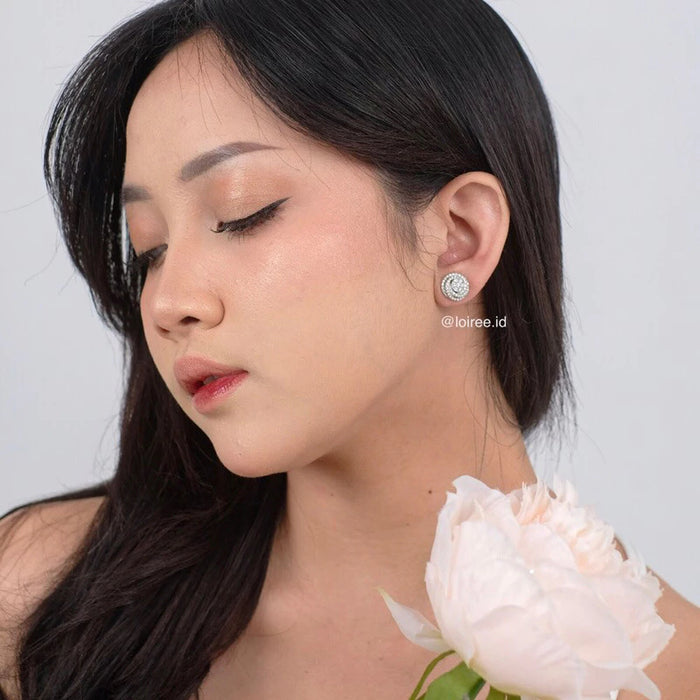 ROSETTA Zirconia Round Stud Bridal Earrings - Wedding