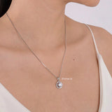 ELOISE Zirconia Round Cut Halo Setting Bridal Necklace - Wedding