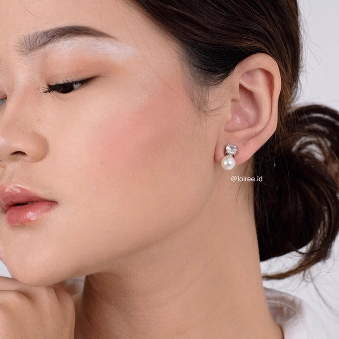 MAIA Zirconia Pearl Stud Earrings - Wedding