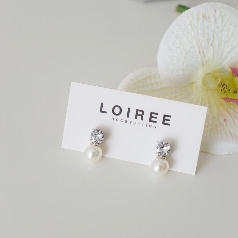 MAIA Zirconia Pearl Stud Earrings - Wedding