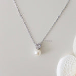 MEGI | Wedding Collection - Zirconia Pearl Chain Daily Necklace - Kalung Wanita