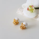 VIDA | Valentine Collection - Gold Plated Heart Pearl Stud Earrings - Anting Wanita