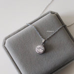 DENISE | Wedding Collection - Zirconia Round Cut Halo Setting Bridal Necklace - Kalung Wanita