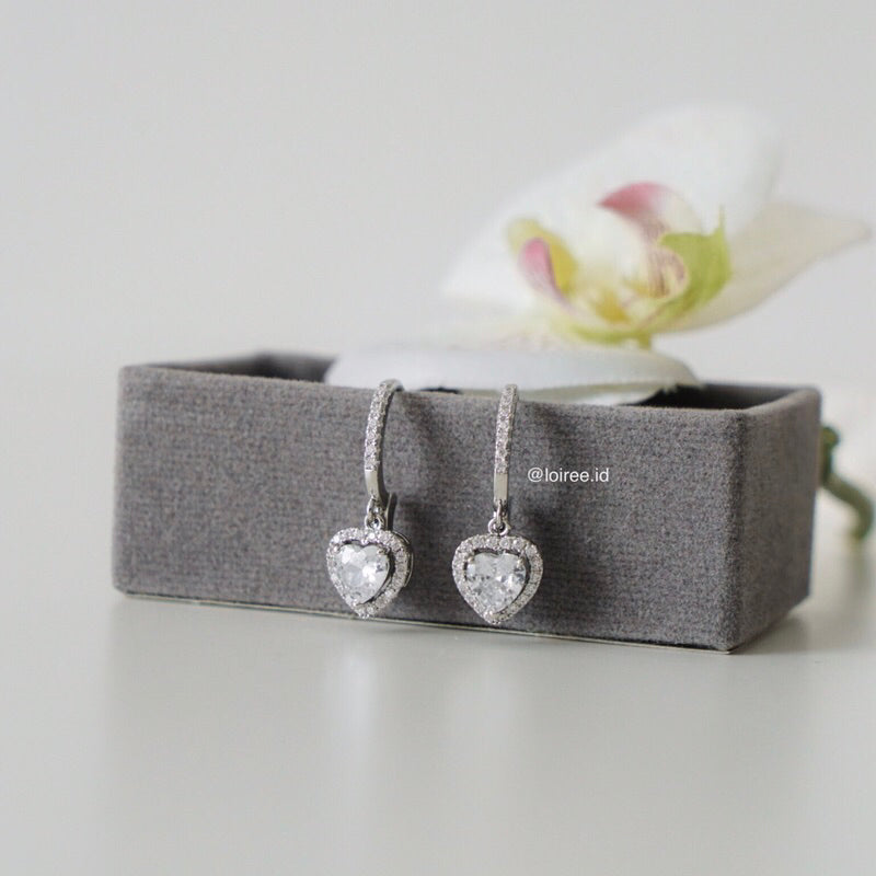PARIS | Valentine Collection - Zirconia Heart Dangle Stud Earrings - Anting Wanita