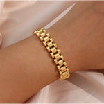 SAXA | Everyday Collection - Gold Plated Thick Watchband Bangle Bracelet - Gelang Wanita