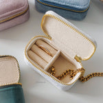LOIREE FINANCIER Mini Velvet Jewelry Box - Travel Jewelry Case / Jewelry Storage Box / Ring Box / Necklace Box / Gift Box / Kotak Perhiasan Beludru