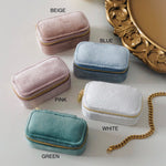 LOIREE FINANCIER Mini Velvet Jewelry Box - Travel Jewelry Case / Jewelry Storage Box / Ring Box / Necklace Box / Gift Box / Kotak Perhiasan Beludru