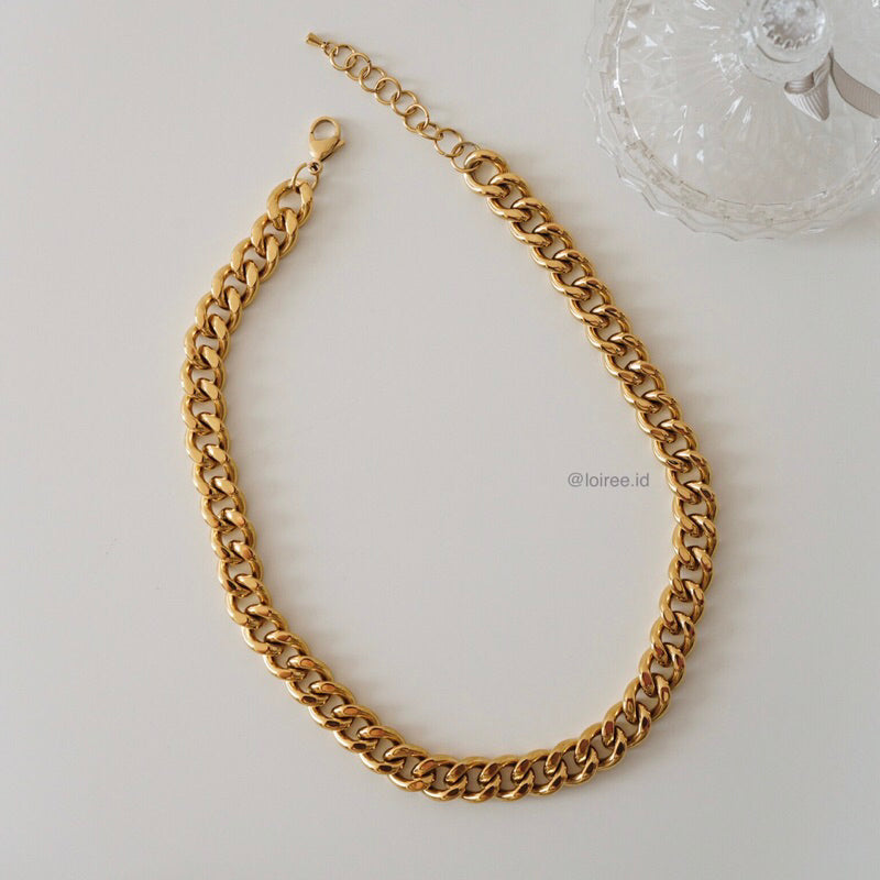 LUCIA Thick Cuban Chain Necklace - Gold Plated