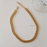 LUCIA Thick Cuban Chain Necklace - Gold Plated