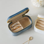 LOIREE FINANCIER Mini Velvet Jewelry Box - Travel Jewelry Case / Jewelry Storage Box / Ring Box / Necklace Box / Gift Box / Kotak Perhiasan Beludru