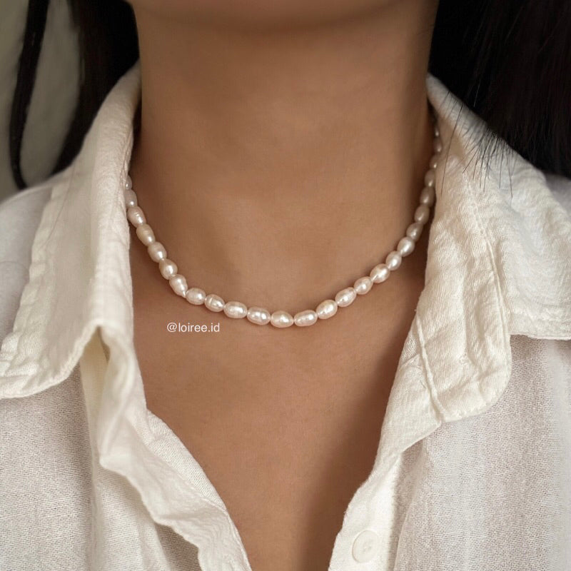 ALICE | Festive Collection - Natural Fresh Water Pearl Daily Choker Necklace - Kalung Wanita